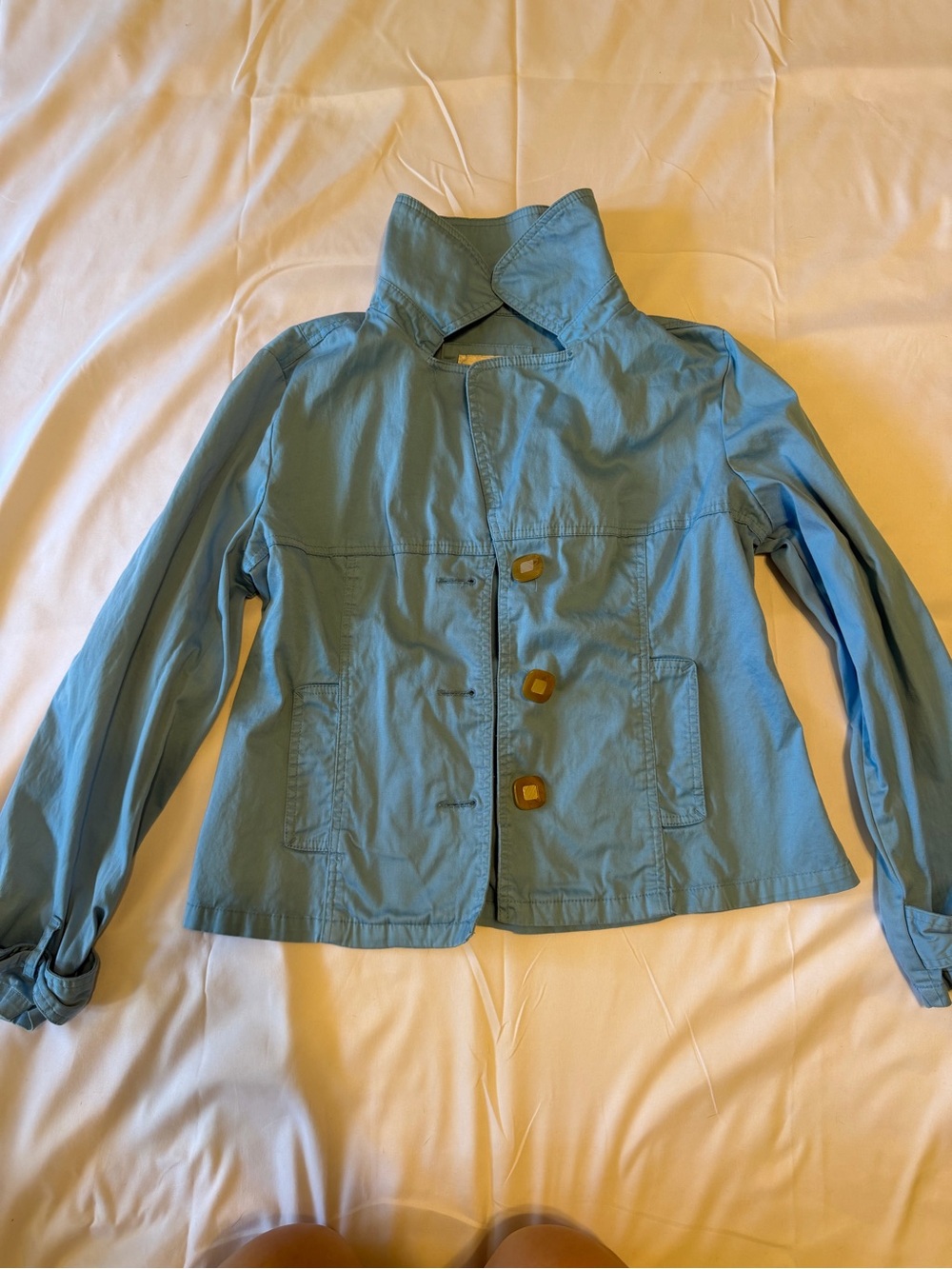 Live a Little Light Blue Girls' Jacket with Stand Collar